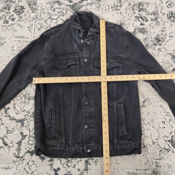 Forever 21 Men's Black Denim Jacket Size Medium Gorpcore 100% Cotton - Picture 9 of 12